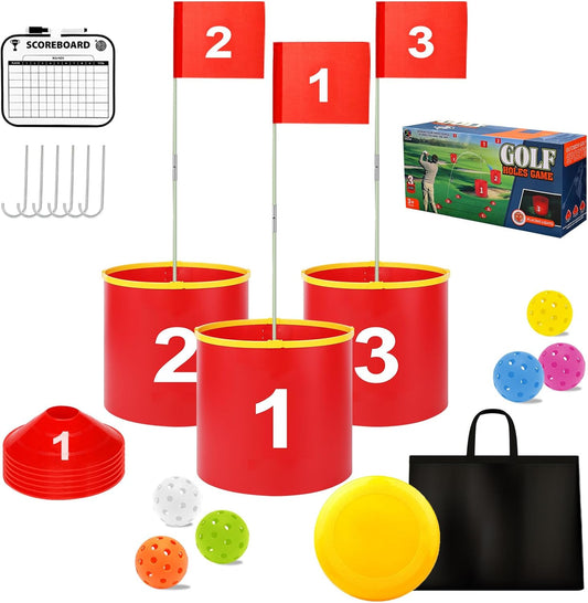 Golf Yard Bucket Games 3 Holes Golf Practice Game with Flag, Golf Chipping Game for Kids and Adults Outdoor, Indoor, Park, Beach, Backyard, Lawn