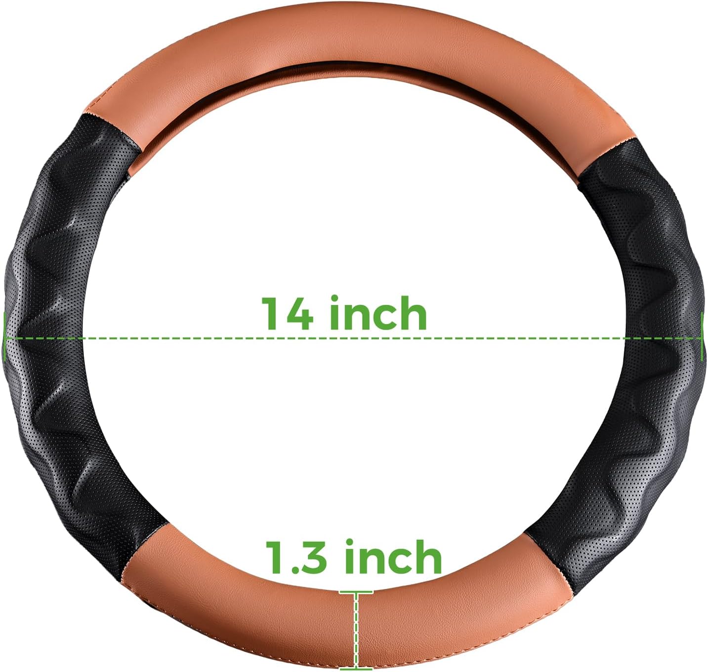 10L0L Golf Cart Steering Wheel Cover for Yamaha, Club Car DS & Precedent, 14 Inch Black Brown