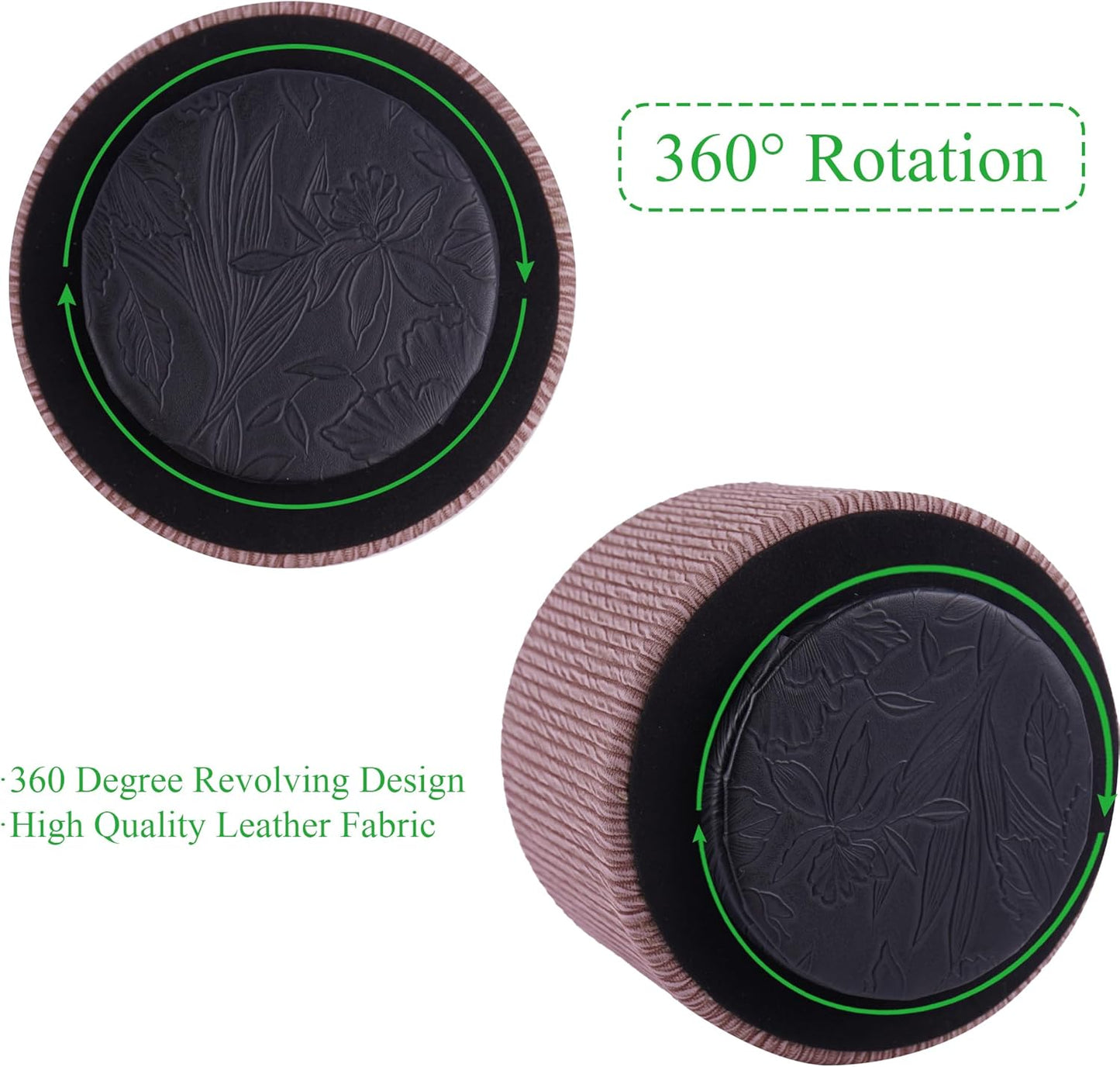 Hennaja Round Leather Art Supply Organizer,Remote Control Holder,360 Degree Spinning,Multi-Functional Pencil Holder,4 Compartments Desktop Stationary Organizer(1-Wood Soil)