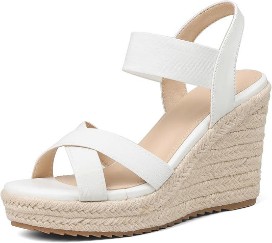 mikarka Women's Open Toe Espadrilles Wedge Sandal Slip On Elastic Ankle Strap by mikarka