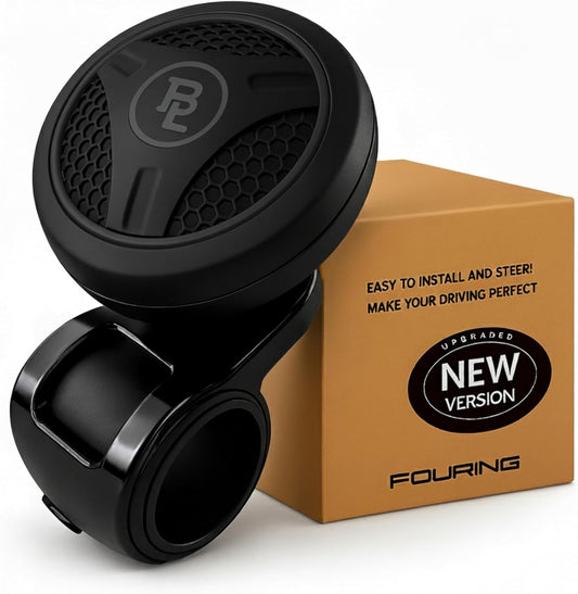 BL Steering Wheel Knob Spinner – Universal Non-Slip Fit, Die-Cast ABS & Premium Silicone Suicide Knob with Metal Ball Bearing – Ideal for Cars, Trucks, Boats (All Black)