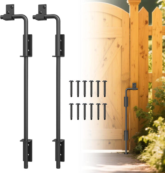 36" Heavy Duty Cane Bolts for Gates with Upgraded Square Hardware Gate Drop Rod with Black Finish for Wood PVC Vinyl Fences Gates, Double Doors-2 Pack