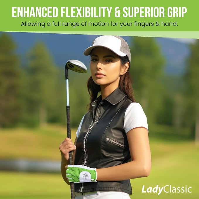 Mesh Half Golf Glove for Women – Premium Cabretta Leather Palm, Breathable Mesh - Image 6