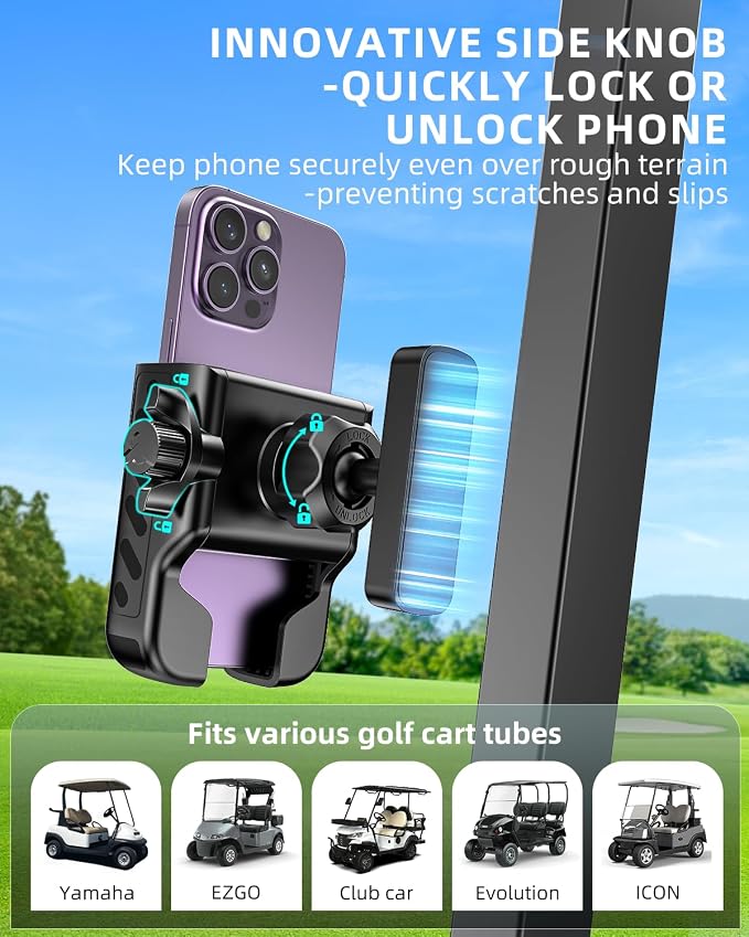 Golf Cart Phone Holder, 360° Adjustable Universal Golf Magnetic Phone Mount - Image 9