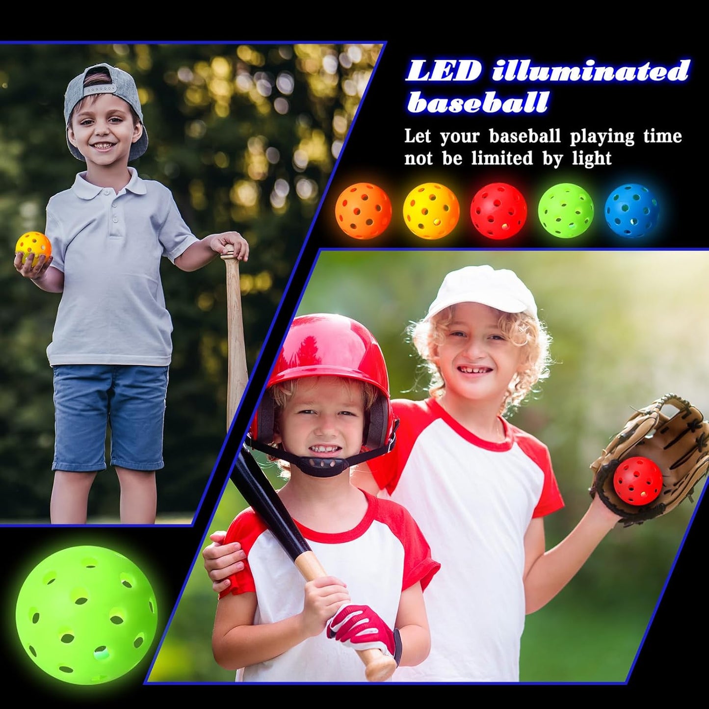 10 Pack Light Up Baseball Glow in The Dark Practice Baseballs & Softballs LED Practice Balls Luminous Training Baseballs Hollow Airflow Softball Ceiling Balls for Teen Adult Baseball Fan