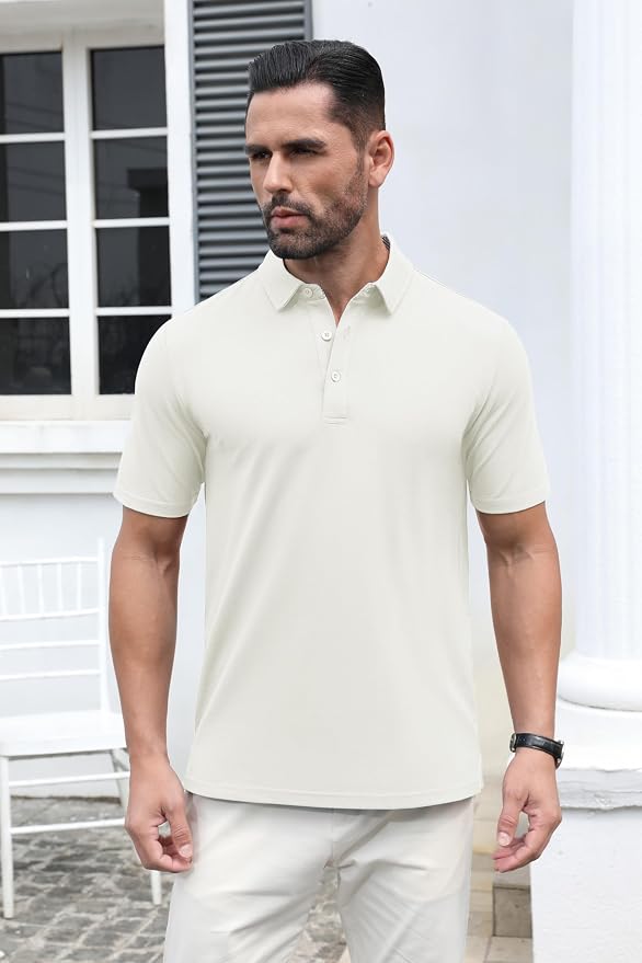 MAGCOMSEN Men's Polo Shirts Short Sleeve Cotton Pique 3 Button Classic Fit - Image 4