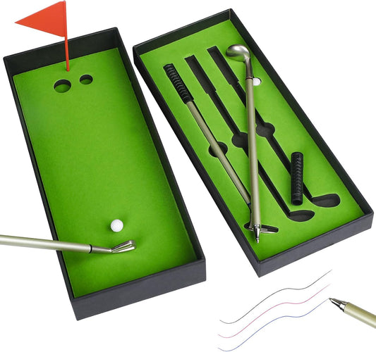 GreenHaven Mini Golf Pen Set, Mini Desktop Golf Gift Golf Ball Club Pen Unique Christmas Stocking Stuffers Funny Birthday Gift for Men Women Adults Golfers Dad Boss Coworker Boyfriend, Black，red，blue
