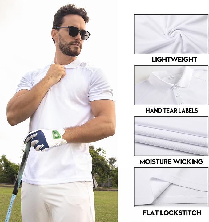 ZENGVEE Mens Polo Shirts Moisture Wicking Short Sleeve Performance Quick Dry - Image 2