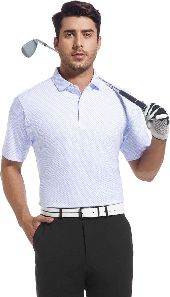 Alex Vando Mens Golf Shirt Moisture Wicking Classic Print Golf Shirts - Image 3