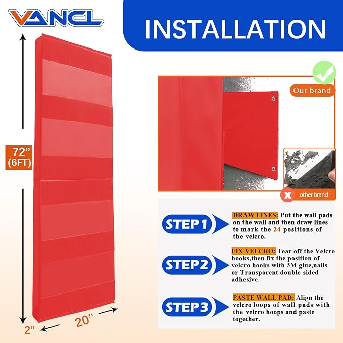 Gym Padding Wall Pads for Gym Wall Mats Basketball Wall Padding 2" Thick Foam - Image 2