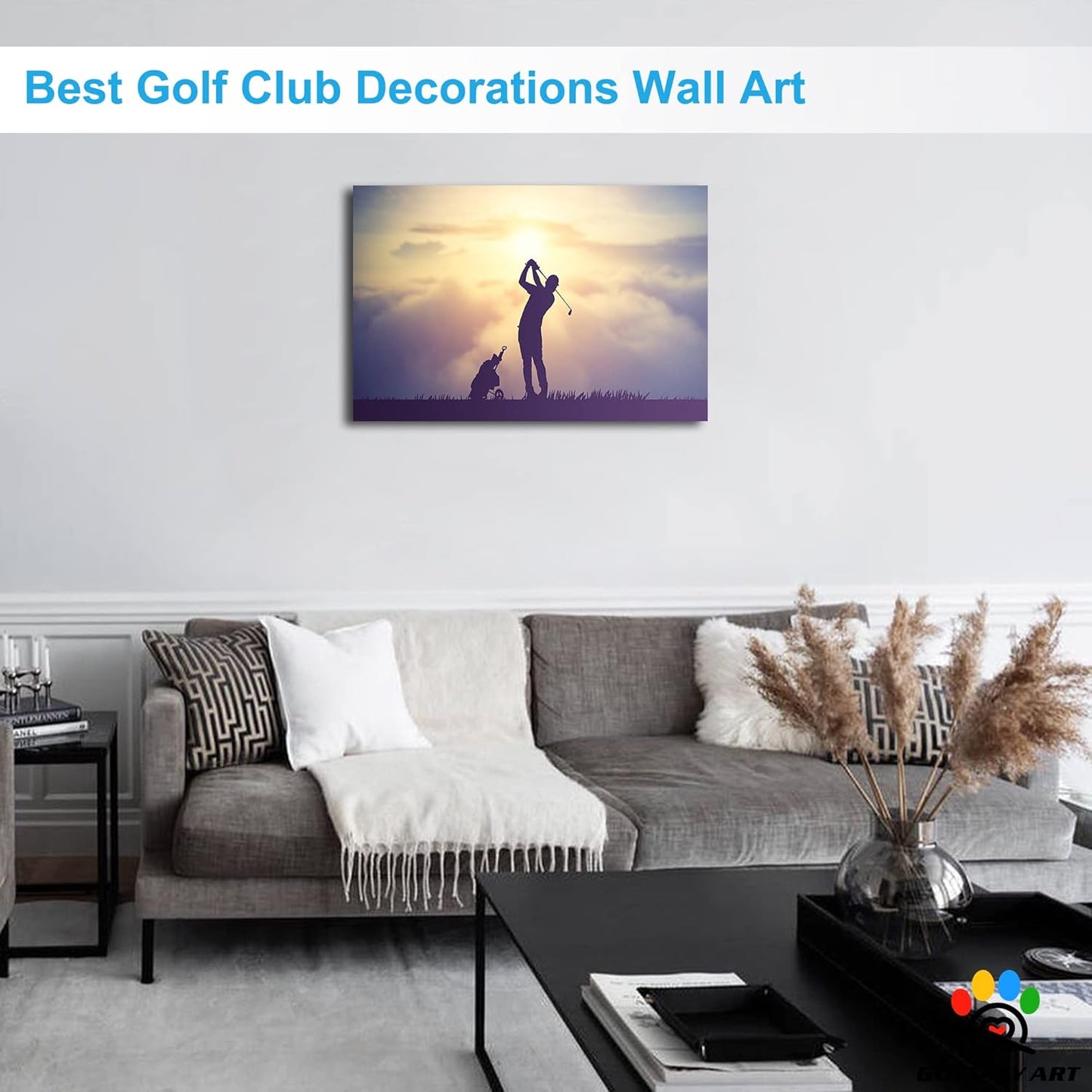 GUTTATY Golf Wall Art, Golf Pictures Posters Canvas Print Wall Decor for Golfer's Man Cave Home Ofice Ready to Hang (18x24 Inches)