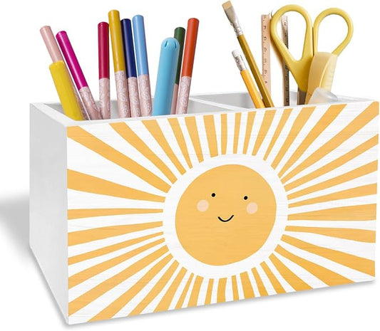 Boho Sunshine Pen Holder for Desk, Boho Classroom Decor Pencil Organizer by Unknown