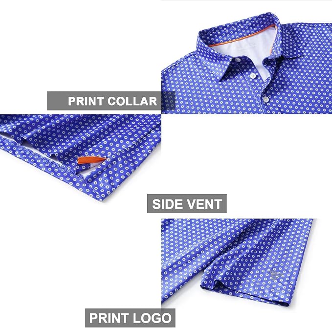 Golf Shirts for Men Dry Fit Short Sleeve Print Performance Moisture Wicking - Image 4