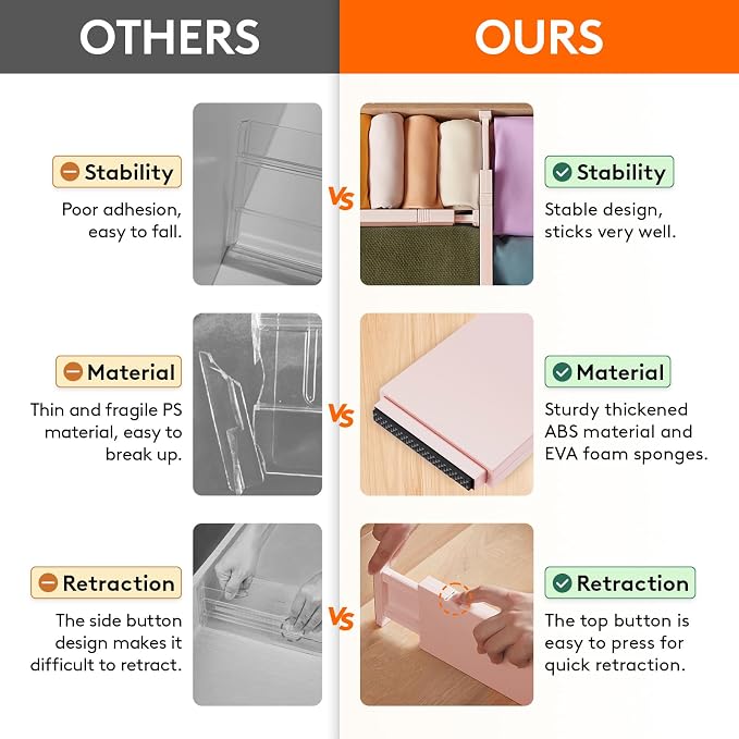 Lifewit 6 Pack Drawer Dividers 4" High, 11-17" Adjustable Drawer Organizers - Image 4