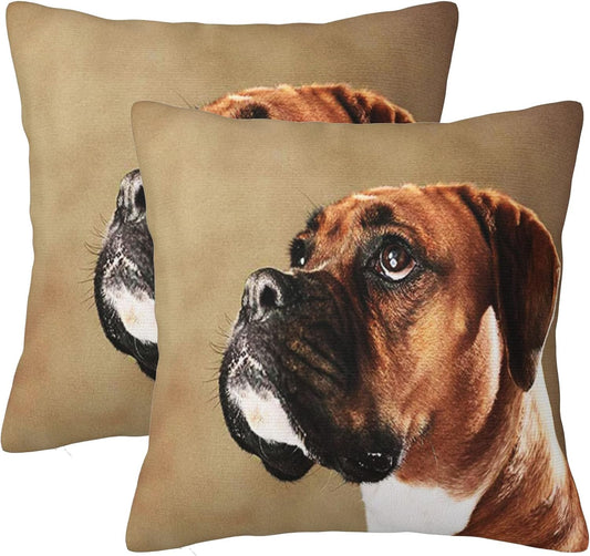 Boxer Dog Throw Pillow Covers 18x18 Inch Farmhouse Home Room Decor for Bedroom Living Room Sofa Car Cushion Pillow Case