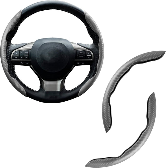 Amiss Car Carbon Fiber Anti-Skid Steering Wheel Cover, Segmented Protector, Butterfly Universal 99% Cover Interior Accessories (Grey)