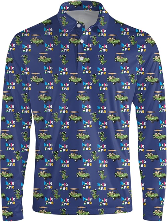 Men's Long Sleeve Golf Shirt Quick Dry 3 Button Work Fishing Outdoor Casual - Image 3