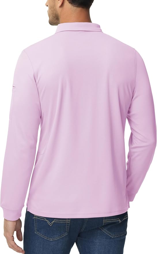 MAGCOMSEN Men's Polo Shirts 3 Button Quick Dry Performance Long Sleeve Tactical - Image 5