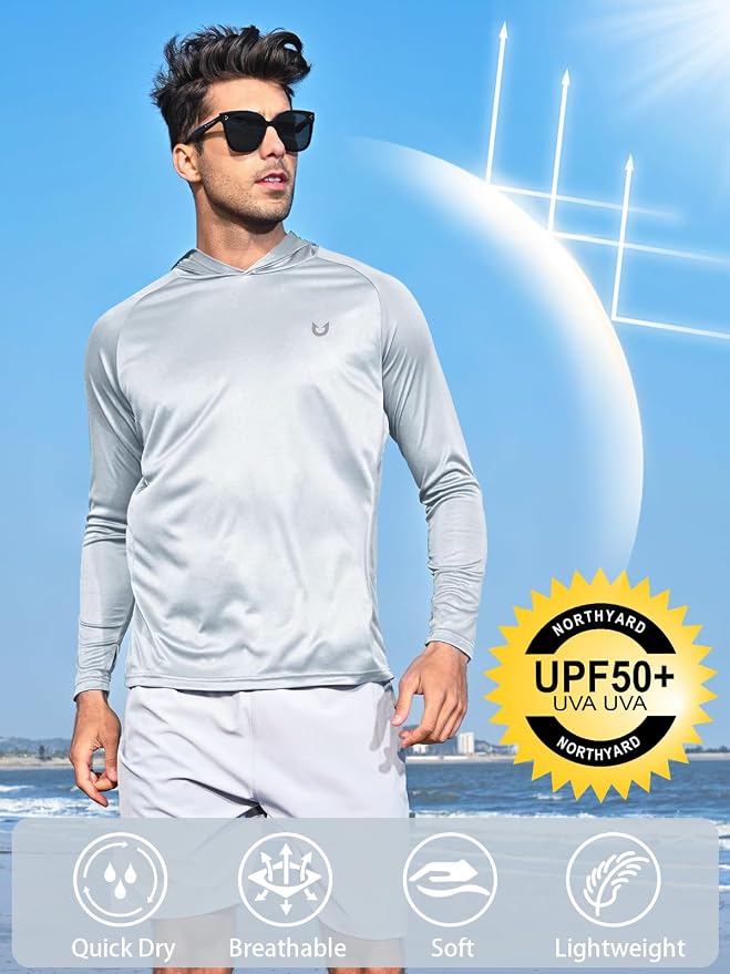 NORTHYARD Men's UPF 50+ Hoodie Shirts Long Sleeve Sun Protection Fishing Swim - Image 2