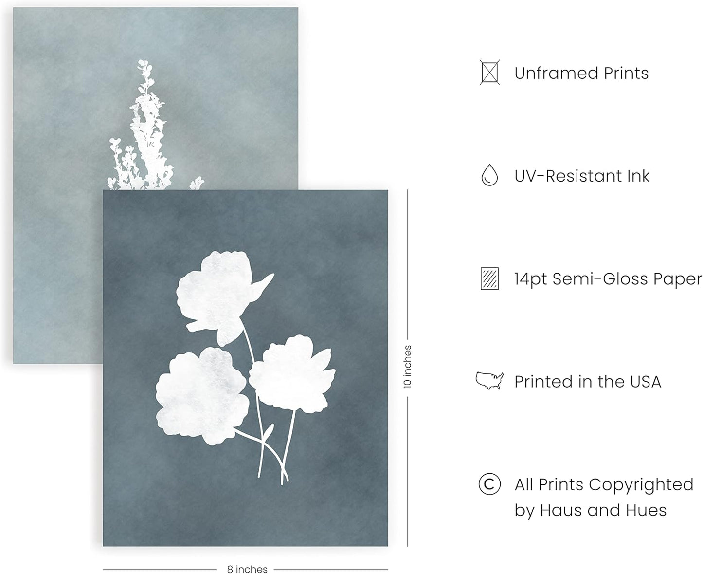 HAUS AND HUES Floral Wall Art - Set of 4 Plant Posters for Wall Vintage, Botanical Prints, Flower Pictures for Room Aesthetic, Vintage Art Prints, Flower Wall Art (Unframed, 8x10)