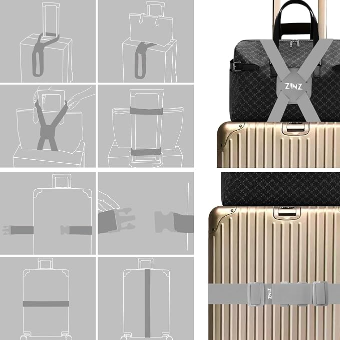 2-Pack High Elastic Luggage Strap Adjustable Travel Bag Belt Bungees - Image 4