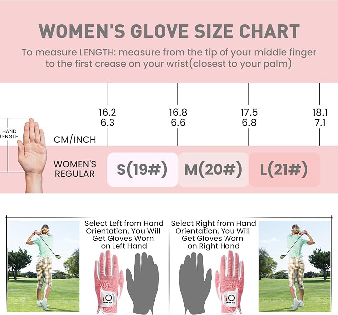 FINGER TEN Womens Golf Glove Right Handed Golfer Left Hand Rain Grip Hot Wet - Image 5