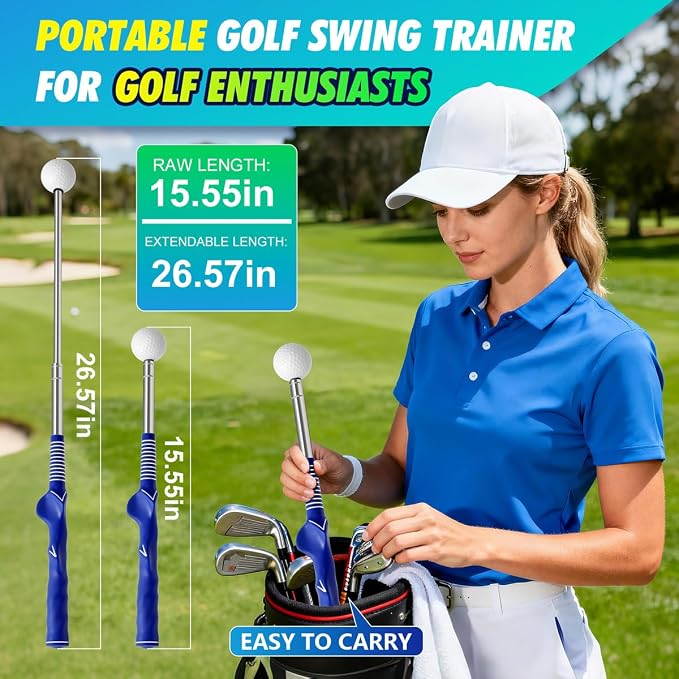Retractable Golf Swing Training Aid, Right-Handed Golf Swing Trainer - Image 6