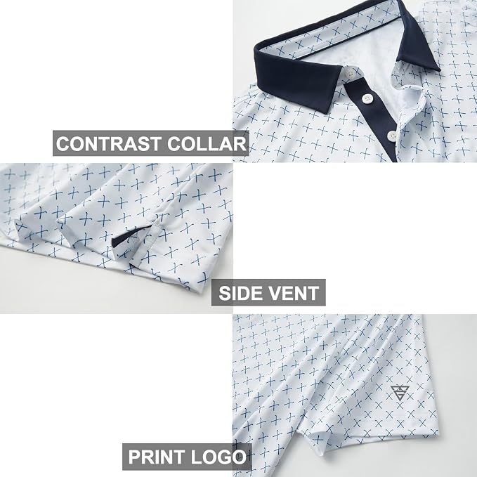 Golf Shirts for Men Dry Fit Short Sleeve Print Performance Moisture Wicking - Image 4