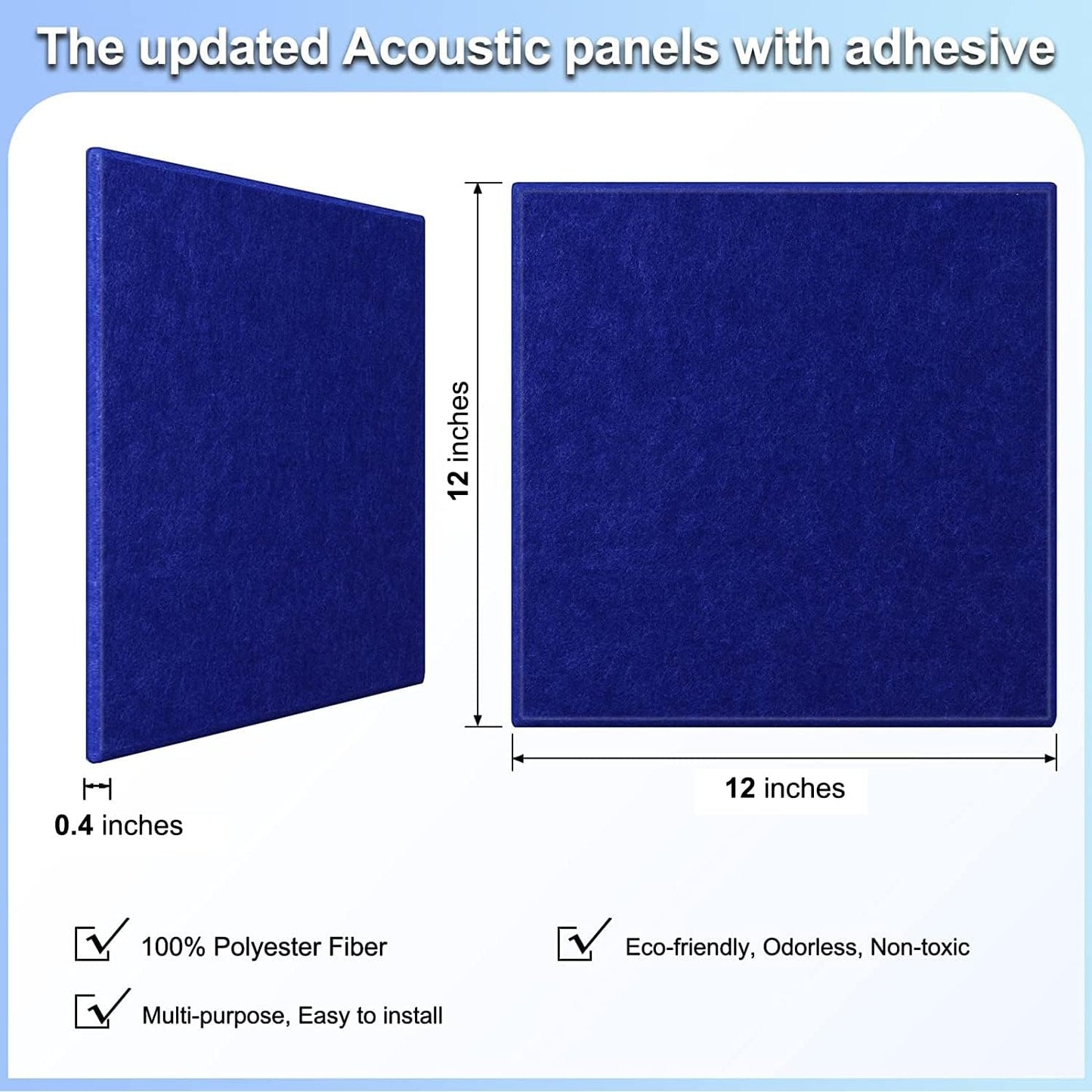 18 Pack Acoustic Panels12"X12"X0.4"Sound Proof Panels With Self-Adhesive Absorbing High-Density Sound Deadening Panels Decoration Soundproofing Panels For Walls Home Insulation Studio Office Dark Blue
