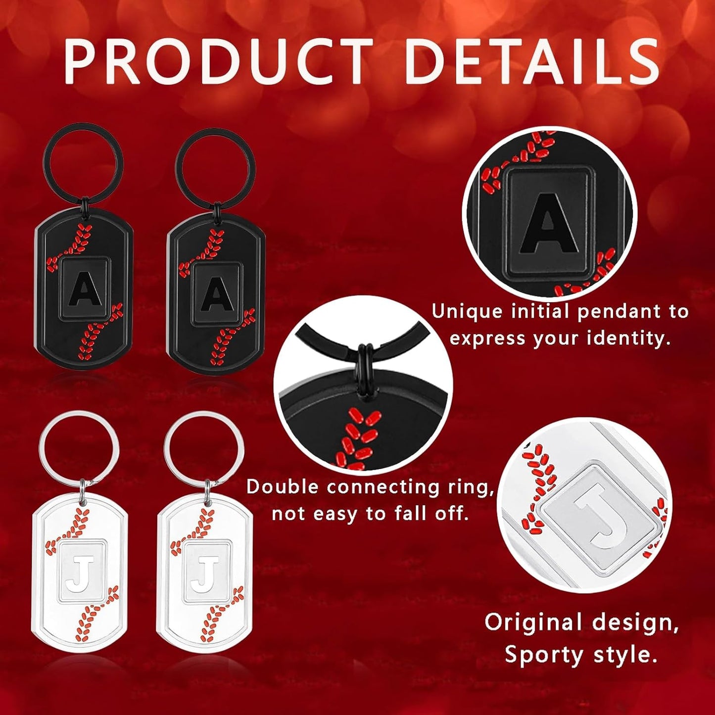 Initial Keychain Gifts for Men,Baseball Dog Tag Mens Keychains for Men Him Dad