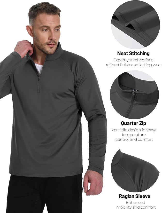 Boladeci Men's Quarter Zip Pullover Premium Fleece Lined Long Sleeve Golf - Image 4