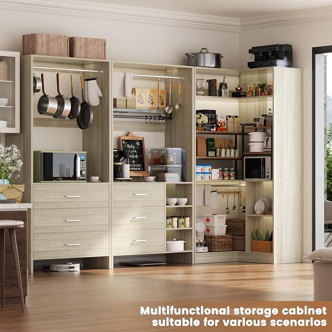 Aheaplus Closet System with 6 Drawers, 4 Hanging Rods & Corner Tower, Corner - Image 7