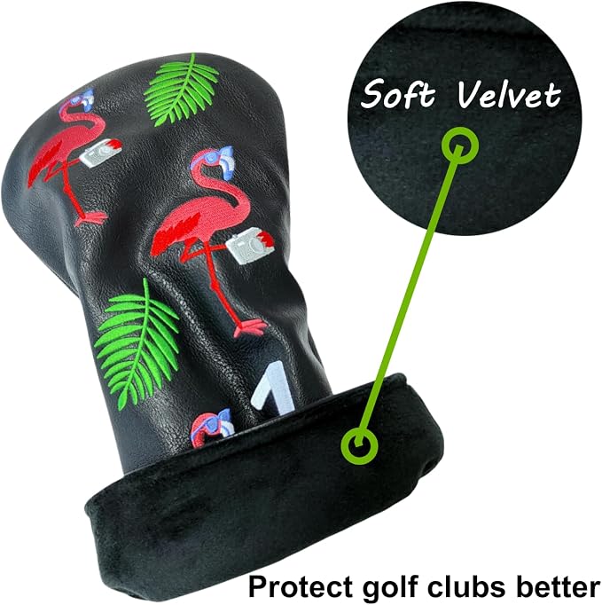 Flamingo Golf Club Headcover 3 Wood Head Cover Golf Premium（PU Leather Driver - Image 5