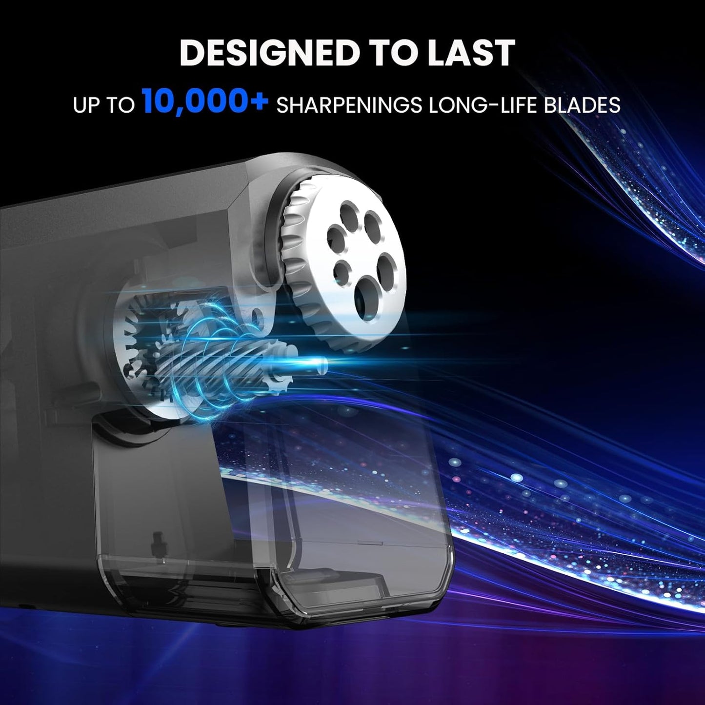 Heavy Duty Electric Pencil Sharpener – 6-Hole for 6-12mm Pencils, Auto Start/Stop, Fast 4s Sharpening, Zinc Alloy Blade, 10,000+ Sharpenings – Ideal for Classroom, Office & Art Use