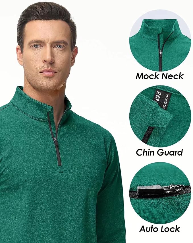 Boladeci Men's Quarter Zip Pullover Premium Fleece Lined Heather Long Sleeve - Image 4