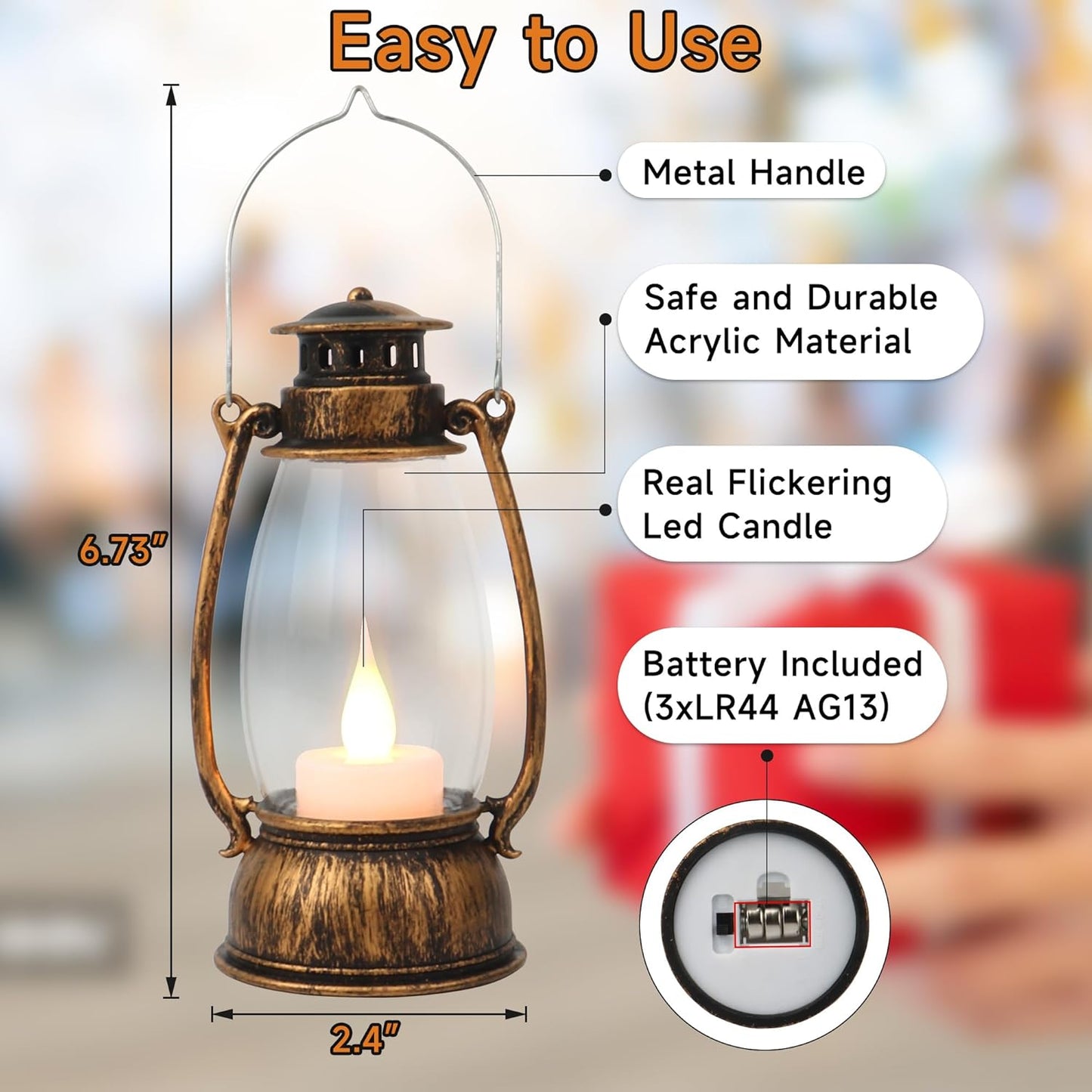 12Pcs Mini Lantern Decorative with Flickering LED Candle, 6Inch Small Western Lantern for Table Centerpiece, Vintage Hanging Candle Holders for Western Halloween Camping Party Decor (Brown)