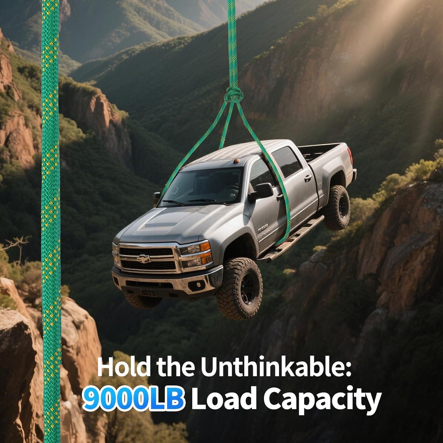 150Ft 1/2 Inch Heavy Duty Climbing Rope - for Tree Swing, Pulling, Outdoor & Gym Use (Green)