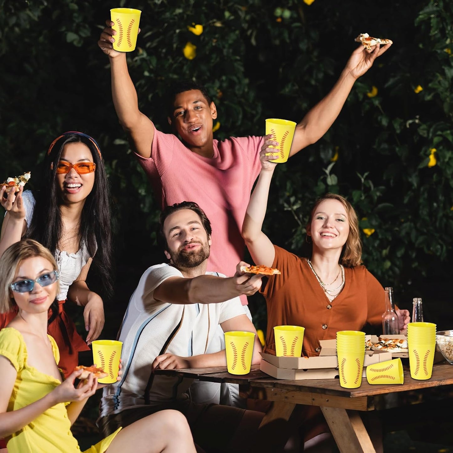 24 Pcs Softball Plastic Cups Reusable Softball Plastic Tumblers Party Supplies Sports Softball Game Plastic Drinking Cups 12oz Party Decorations for Kids Gift Birthday School Sport Party Favors