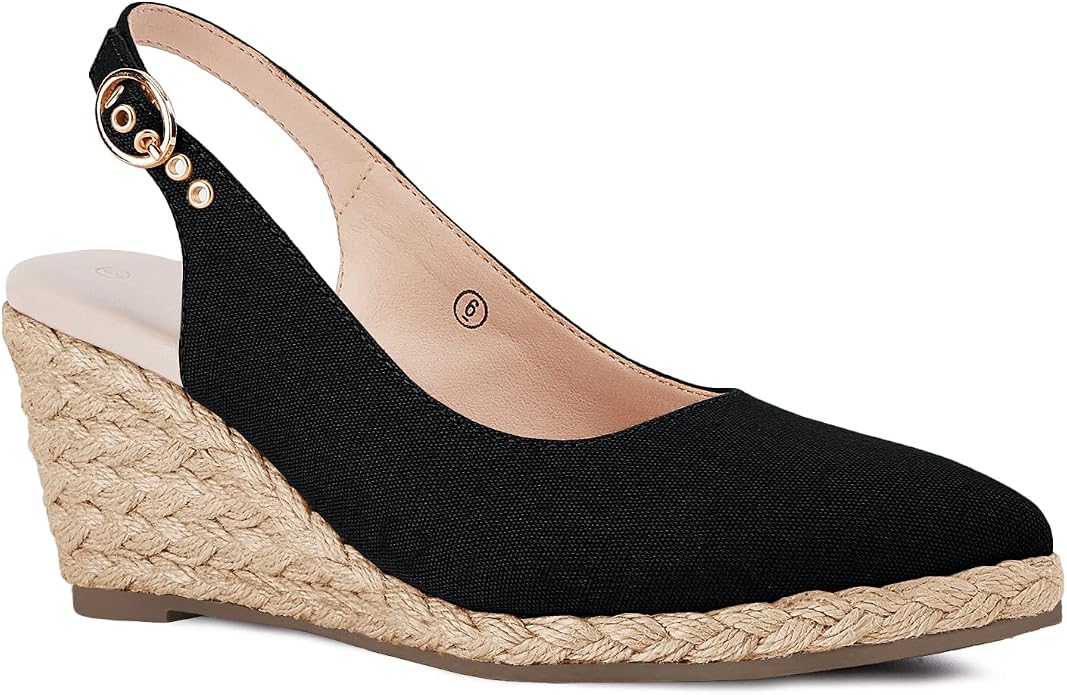 Juliet Holy Womens Wedge Sandals Espadrilles Closed Toe Slingback Buckle Strap by JulietHoly