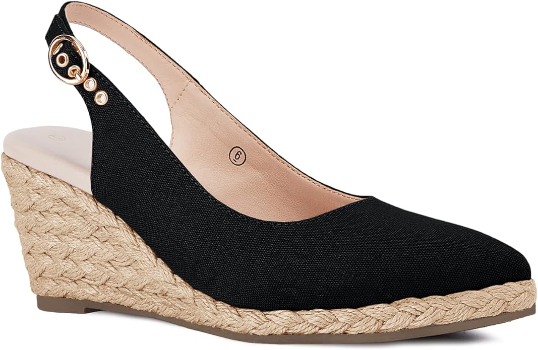 Juliet Holy Womens Wedge Sandals Espadrilles Closed Toe Slingback Buckle Strap by JulietHoly