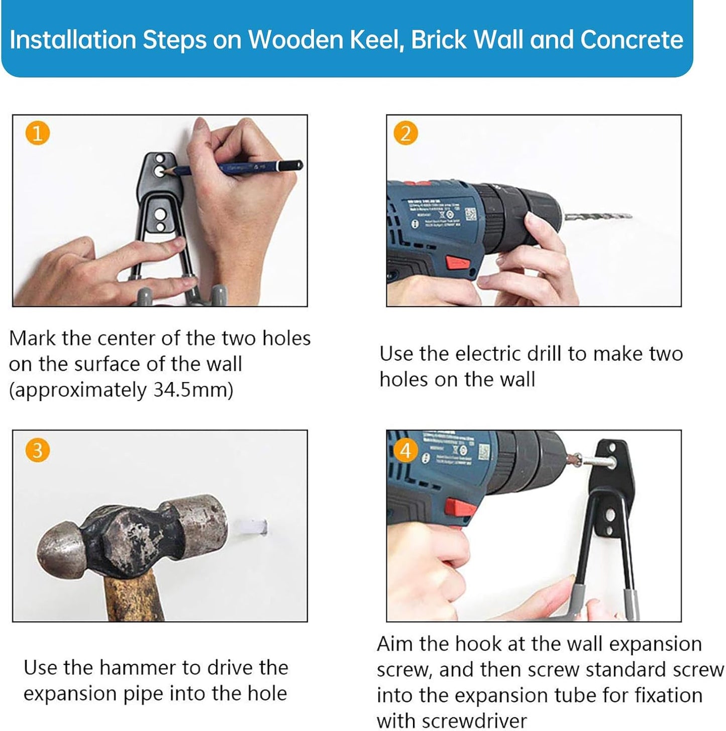 2 Pack Garage Storage Utility Hooks，Garage Garden Tool Organizer，Steel Wall Mount Hooks, Garden Small U Hooks (Black) (Type O-Black)