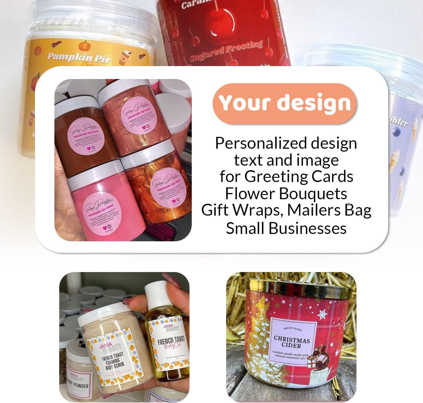 Hexagon 4 Inch Custom Labels - Personalized Stickers with Logo & Text (100-500 Count)