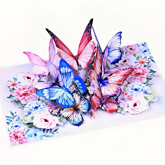 Greeting Cards with Envelopes, Pop-up Style,Butterfly Card for Mother's Day Valentines Day birthday Thinking of You Card for Wife,Girlfriend (Cute Butterflies)