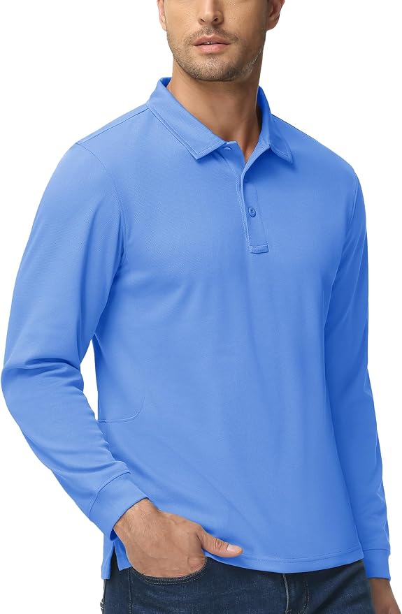 MAGCOMSEN Men's Polo Shirts 3 Button Quick Dry Performance Long Sleeve Tactical - Image 6