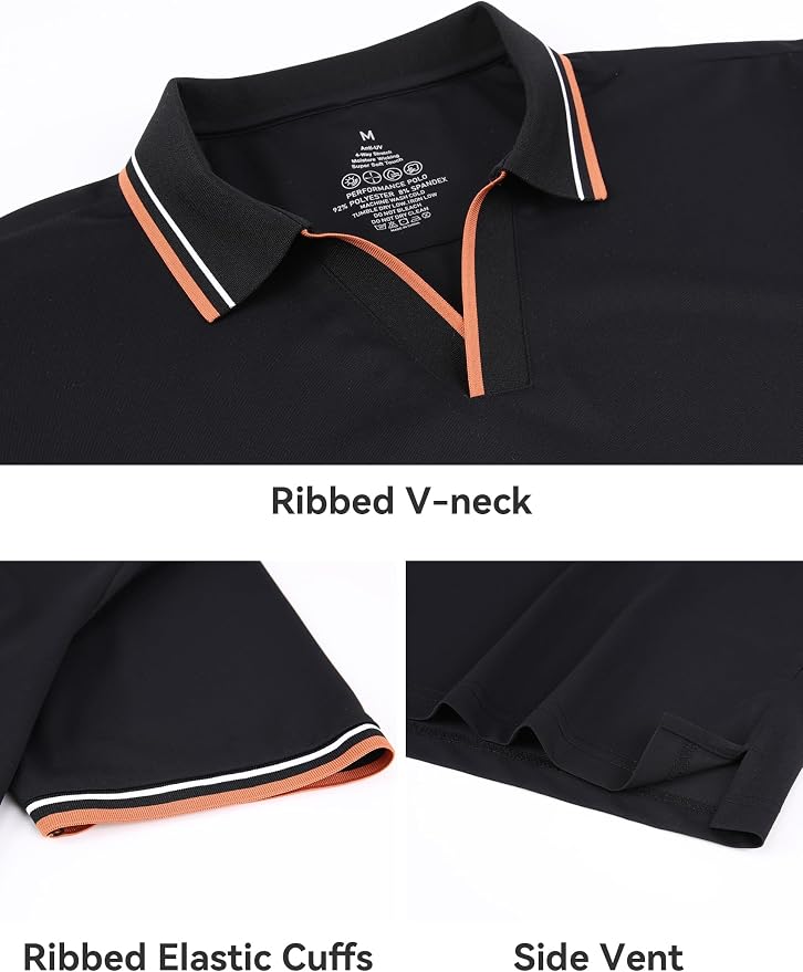 Esabel.C Jacquard Golf Shirts for Men Moisture Wicking Short Sleeve Performance - Image 3