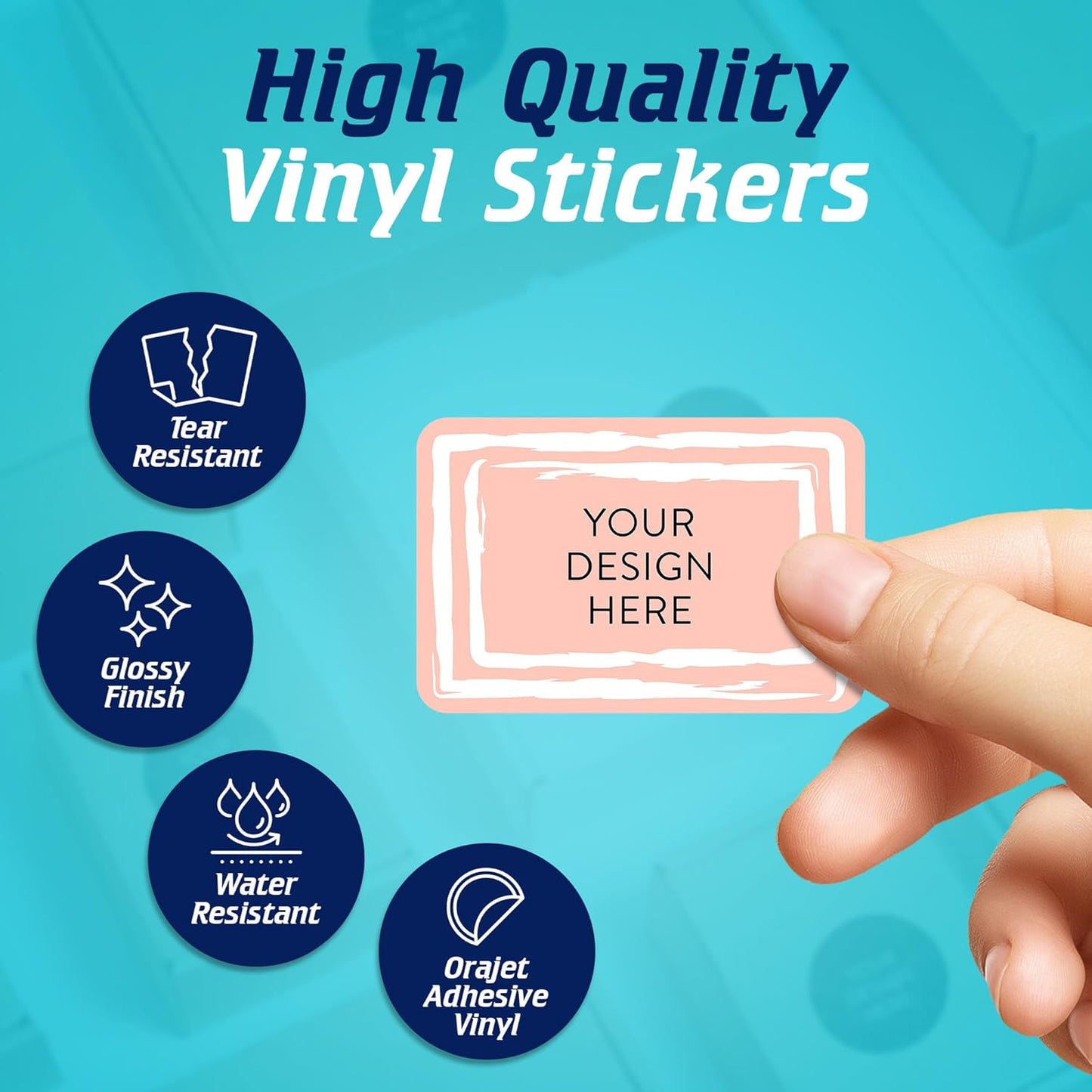 100 Custom Vinyl Stickers - Upload Your own Image, Text, Design, Logo - Personalized Logo Labels for Handmade, Packaging, Bottle, Jars, Candle, Brand Stickers (Peach, 5x3)