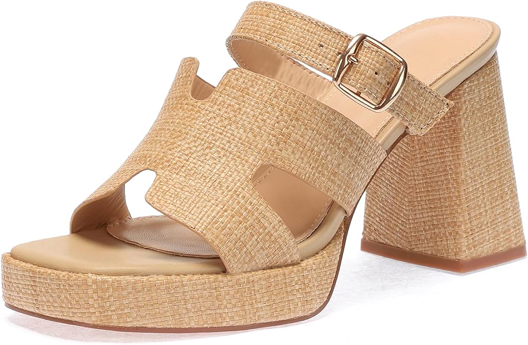 Monrovia Womens Sandals Heels for Women Slide On Block Chunky Platform High by Monrovia