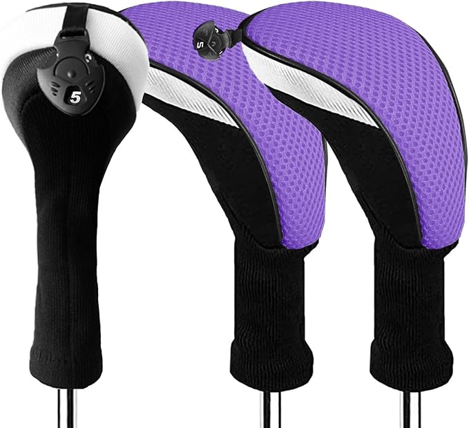 Golf Club Head Covers for Woods and Driver Hybrids Fairway Value Pack by AmySport