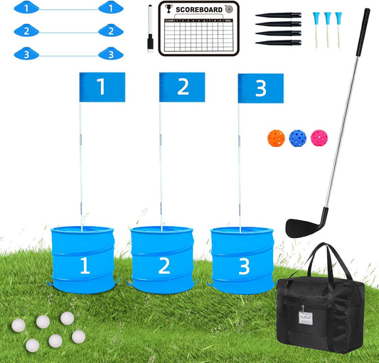 Golf Game with Club Right Handed,Practice Golf with 3 Buckets, Outdoor Golf Gift for Adults,Holes Golf Outdoor Game for Lawn,Yard,Camping,Park
