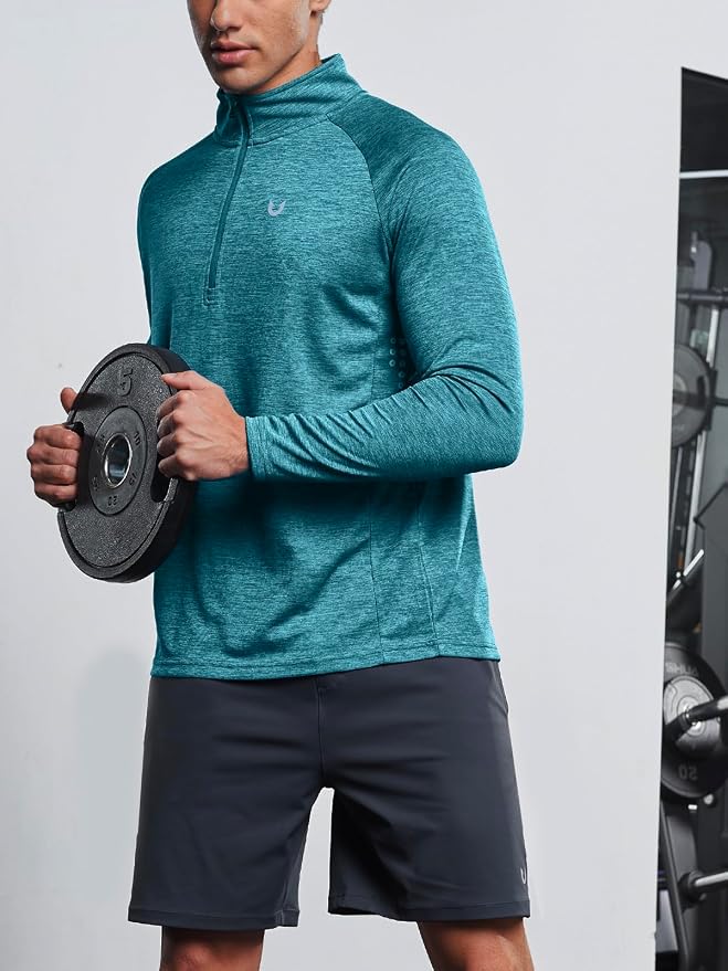 NORTHYARD Quarter Zip Pullover Men Running Shirt Long Sleeve Moisture Wicking - Image 6